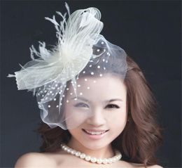 Vintage Wedding Bridal Hat White Pillbox Church Birdcage Veil Cocktail Hair Fascinator Accessories Clips Headdress Jewelry Supplie3715059