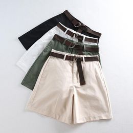 Womens Shorts Quarter Pants Women 2022 Summer Loose Student Casual Plus Size Fat Mm Wide Leg High Waist Belt Drop Delivery Otfxr