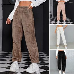 Women's Pants Winter Fall Women Thick Plush Warm Solid Colour High Waist Anle-banded Loose Soft Cold-proof Elastic Casual Sweatpant