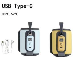 USB TypeC Bottle Warmer with LCDDisplay Adjustable Temperature Travel Milk 5 Gears Heating Bag 240111