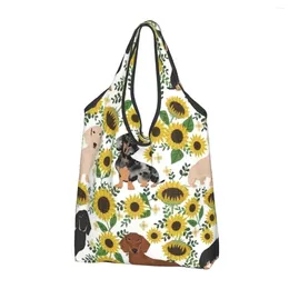 Shopping Bags Badger Sausage Dog Grocery Cute Shopper Shoulder Tote Large Capacity Portable Dachshund Puppy Handbag