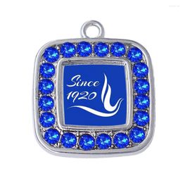 Charms Blue Rhinestone Crystal Inlaid Metal University Soorority Society ZETA PHI BETA Symbol Sticker Charm Pendant