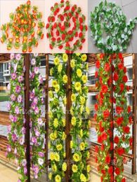 10pcs 2M 6 colors Artificial Silk Flower Garland Vine Ivy Home Wedding Garden Decoration4991481