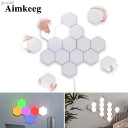 Night Lights Colour night light bedroom decoration touch sensor LED module hexagonal lamp magnetic wall hanging creative home decoration light YQ240112