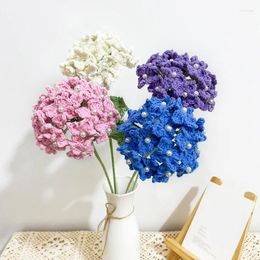 Decorative Flowers Artificial Hydrangea Bouquet Knitted Fake Plants Wedding Bridal Valentine's Day Gifts Home