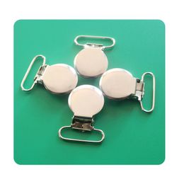 50pcs 1'' Inch 25mm Wide Silver Colour Metal Round Baby Pacifier Clip Suspender Clips Rack Plating For DIY Carft 240111