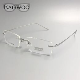 Pure Eyeglasses Rimless Optical Frame Prescription Spectacle Frameless Glasses For Wide Face With Long Temple 145mm 240111