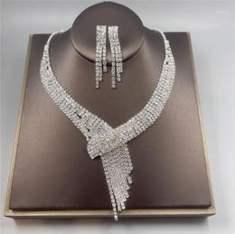 Earrings Necklace Fashion Luxurious Wedding Jewellery Sets For Bridal Bridesmaid Jewelery Drop Earring Set Austria Crystal Wholesa2083499