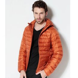 Men White Duck Down Jackets Portable Hooded Down Coat Ultralight Winter Coat for Men Warm Windproof Down Parkas 5XL 6XL 240112