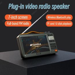 Speakers Multifunctional Wireless Bluetooth Speakers FM/MW/SW Radio for Home Elderly Full Band LED HD Screen Square Dance Video Player