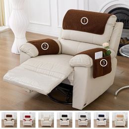 Chair Covers Thicken Lamb Plush Recliner Cover Portable 38 57cm Armrest Towel Sofa Arm With Storage Bag Furniture Protector Home