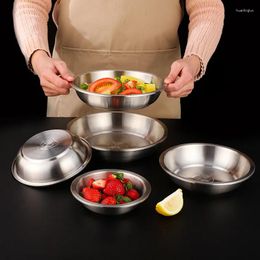 Bowls 304 Stainless Steel Round Basin Household Kitchen Multi-function Soup Plate Dessert Dish Salad Container Cooking Tool 14-22cm