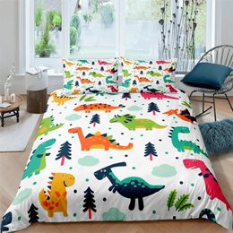 3D Small Dinosaur Cartoon Cute Simple Bedding Set Couple King Single Size for Kids Children Polyester Quilt Cover Pillow Case 240111