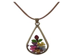 New Arrival Handmade Vine Style Natural Dried Flowers Long Leather Necklaces & Pendants For Women Retro Girl Gift Bronze Jewelry4600757