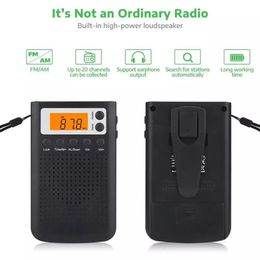 Radio 2020 New Mini Radio Portable Stereo Pocket Radio Speaker With Builtin Speaker Headphone Jack AM FM Alarm Clock Radio