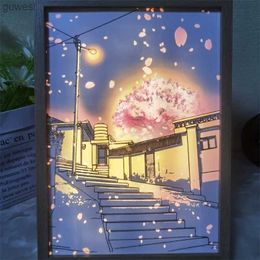 Night Lights INS Decorative LED Wall Light 3D Painting Bedside Sconces Picture Modern Simulate Sunshine USB Dimmable Drawing Night Lamp Gift YQ240112