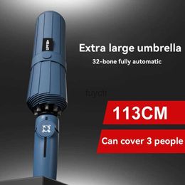 Umbrellas 12 Bone Super Large Fully Automatic Sunshade Umbrella UV Resistant Male And Female Rain And Sunny Purpose Fold Sunshade Umbrella YQ240112