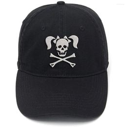 Ball Caps Lyprerazy Skull Crossbones Pigtails Washed Cotton Adjustable Men Women Unisex Hip Hop Cool Flock Printing Baseball Cap