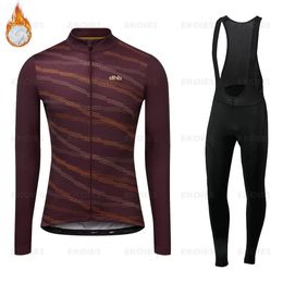 DHB Mens Winter Thermal Fleece Cycling Jersey Long Sleeve Bicycle Jackets Ropa Ciclismo Road Bike Cycling Clothing Set 240112