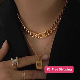 Pendant Necklaces Golden Cuban Link Chain Chunky Link Chains 18K Gold Plated Designer Necklace For Men Women XAYB