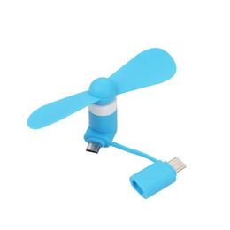 Other Cell Phone Accessories Mini Fans 2 In 1 Cooling Fan Portable Power Micro Usb Type-C For Otg Android Huawei Phones With Bags Pa Dhrde