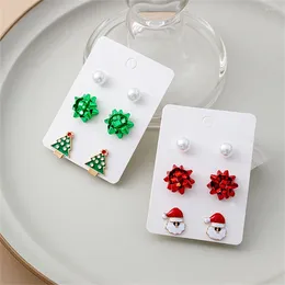Stud Earrings Cartoon Santa Claus For Women Pearl Flower Personalized Creativity Christmas Present Fine Jewelry