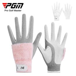 Gloves 1Pc PGM Golf Gloves Women's Imitation Rabbit Plush warm Gloves 2 Colour Plush and Thick Golf Supplies