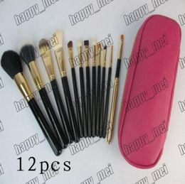 Factory Direct DHL New Makeup Tools Accessories Brushes 12 Pieces Brush With Pink Leather Pouch6132096