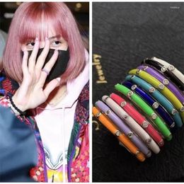 Cluster Rings 2024 Korean Oil Drop Colour Zircon Ring Lisa Same Enamel Rainbow Women Accessories INS Fashion Personality Jewellery Fans Gift