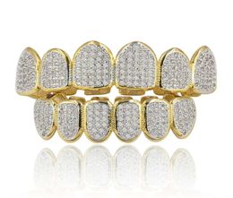 Zircon Grillz Braces Vampire Teeth Hip Hop Personality Fangs Gold Silver Teeth Womenmen Dental Grills Jewelry4335601