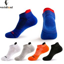 5 Pairs Sport Ankle Crew Socks Cotton Mesh Towel Bottom SweatAbsorbing Damping Badminton Tennis Bike Run Fitness Travel 240112