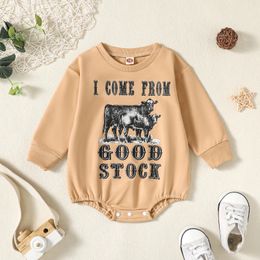 Citgeett Autumn Infant Baby Boys Girls Fall Bodysuit Casual Long Sleeve Print Jumpsuit Warm Clothes 240111