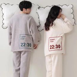 Women's Sleepwear Winter Couple Pajamas Set Women Pyjama Suits Flannel Home Clothes Warm Pijama Hombre Conjuntos De Ensembles