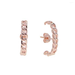 Stud Earrings 2024 Simple Fashion Women Girl Earring No Stone Gold Color Cuban Link Chain