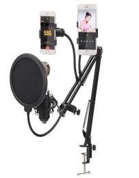 Professional Recording Microphone Suspension Boom Scissor Arm Stand Mic Stand Bracket Holder For K Song With Phones Holder6711591