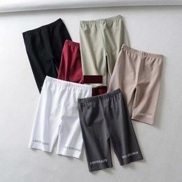 Womens Shorts Spring/Summer European And American Bikeshorts Leggings Tight Stretch Letter Single Layer Five Pants Drop Delivery Otkym