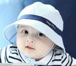 Toddler Infant Sun Cap Summer Outdoor Baby boy Girl Hats Sun Beach Bucket Hat Striped cotton baby basin cap 3 colors JIA3763980724