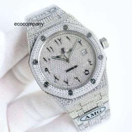 Aps Womens luxury diamondencrusted watch designer full diamond watch ice out men watch ap menwatch 4NBI auto mechanical movement uhr crown bust down montre royal re H