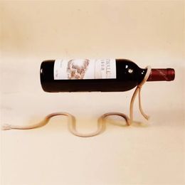 Creative Suspended Rope Wine Rack Pedestal Clamp Holder Suspension Champagne Whisky Small Ornaments 240111