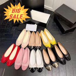 Ballet Flat Genuine Leather shoes Spring and Autumn 100% cowhide letter bow Dance shoes fashion women black Flat boat shoe Lady leather Trample Lazy Loafers Large