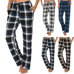 Women's Pants Womens Casual Comfortable Plaid Prints Pyjamas Wide Leg Long Yoga Drawstring Female Trousers All Match