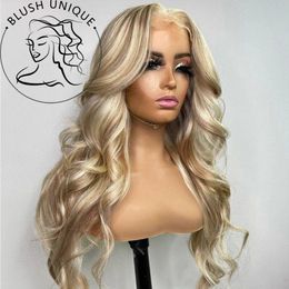 Ash Honey Blonde Lace Front Wig 13x4 Synthetic Hair HD Transparent 613 Coloured Lace Frontal Wigs For Women Highlight Wig Cosplay 240111