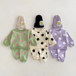 Clothing Sets 2024 Spring Baby Long Sleeve Clothes Set Infant Boy Girl Cute Pokal Dot Sweatshirt Pants 2pcs Suit Toddler Casual Outfits