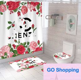 Shower Curtain Designer Digital Printing Polyester Waterproof and Mildew-Proof Shower Curtain Three-Piece Set Factory Wholesale