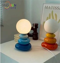 Night Lights Cream Glass Egg Tart Mushroom Table Lamp Bedroom Bedside Study Home Decor Macaron Desk Light Ins Atmospher Night Lights YQ240112