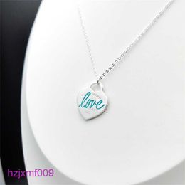 Myel Pendant Necklaces New Silver Love Necklace 1 Original 19mm Key Brand Classic Fashion Return Blue Heart Tag Charms Ladies Lover