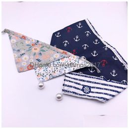 Trendy Printed Pet Saliva Towels 2 Pattern Lovely Charm Bandanas Fashion Soft Touch Cat Dog Cute Triangle Scarf Drop Delivery Dhzhk