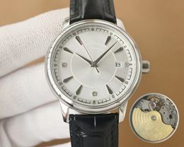 Mens automatic mechanical watch 40mm leather strap blue black Premium sapphire watch Super bright Montreux Luxury strap watch