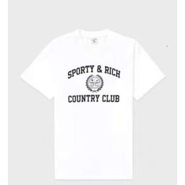 24Ss Sporty & Rich New Niche Designer T Shirt Simple Summer Classic Hot Letter Print Cotton Loose Pullover Tees Casual Versatile Women Short Sleeved T-Shirt Tops 64