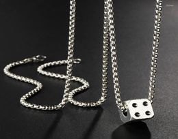 Pendant Necklaces Fashion Men039s Cool Cube Dice Style Silver Colour Stainless Steel Long Chain Male Lucky Gifts For Him Jewelry2303928